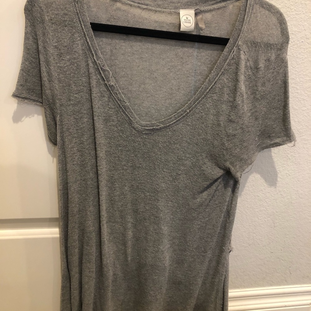 Long grey v-neck